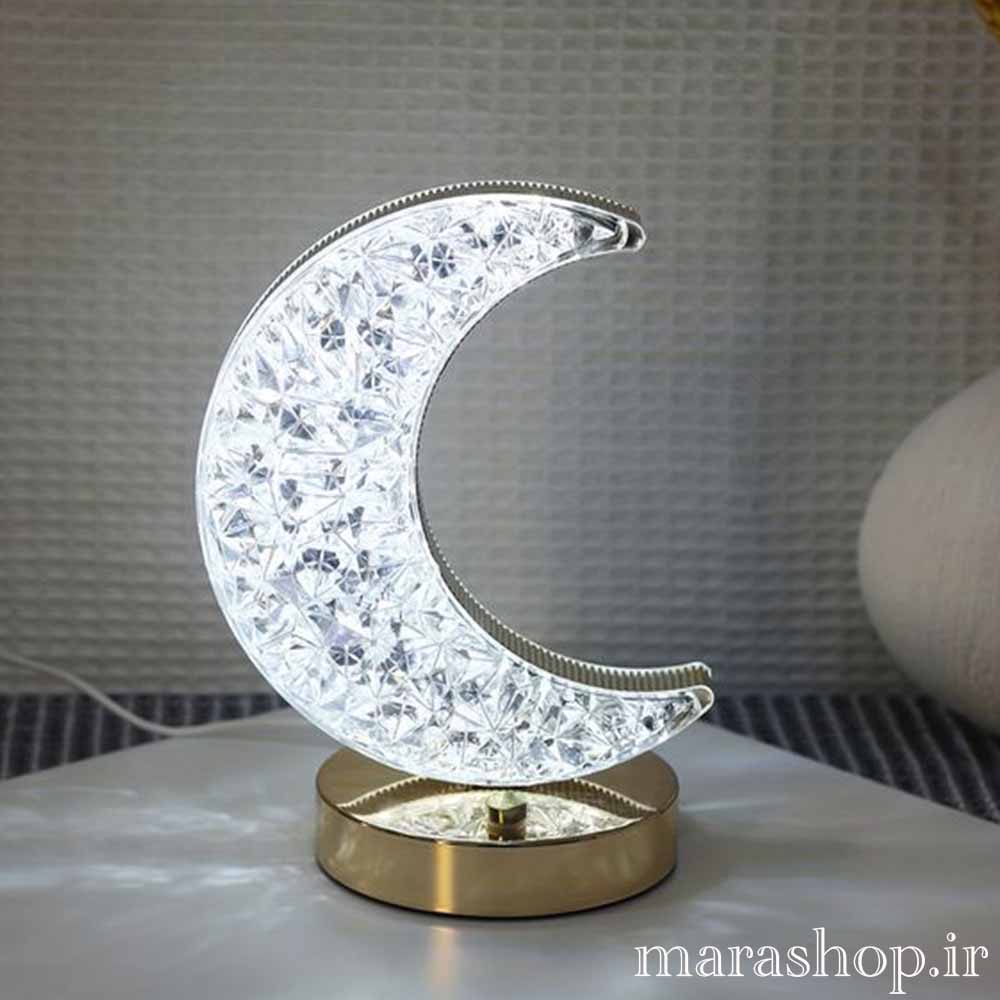 آباژور لمسی طرح ماه چراغ خواب کریستالی طرح ماه
