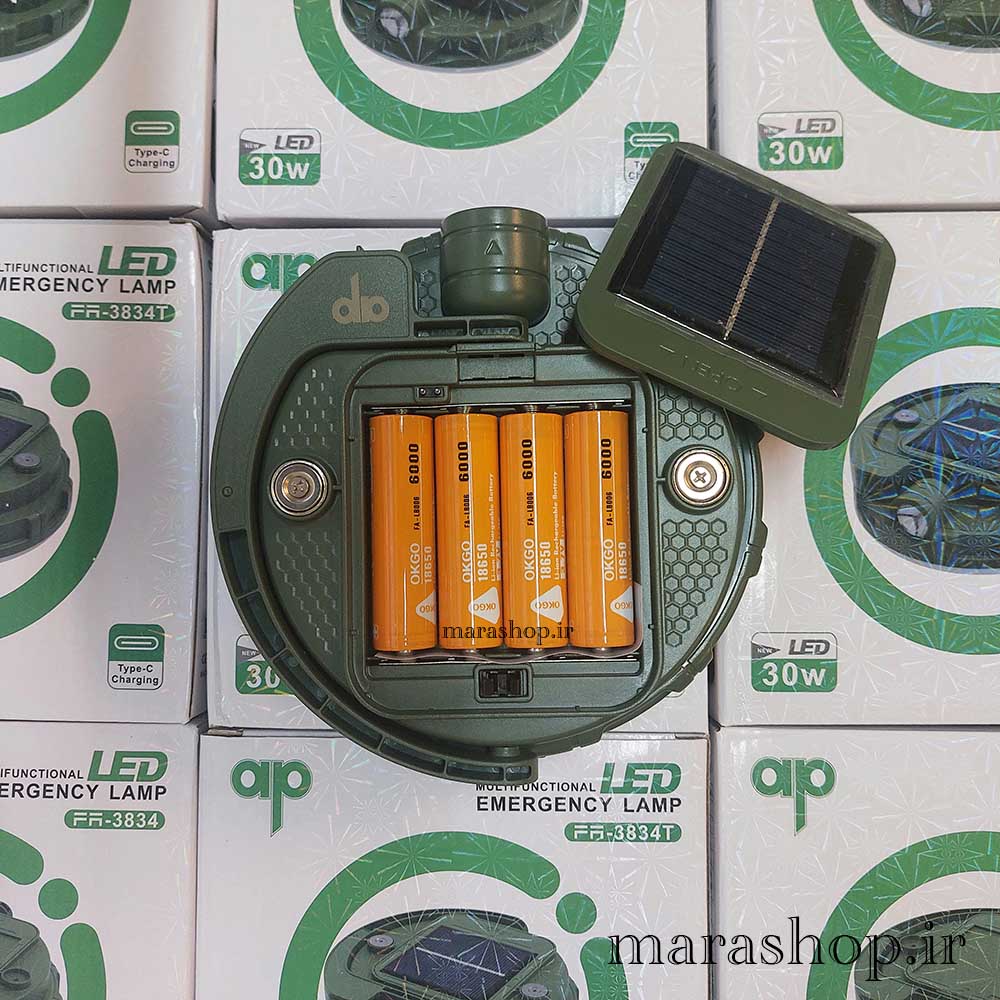 چراغ کمپینگ حرفه ای مدل FA-3834T چراغ شارژی خورشیدی حرفه ای